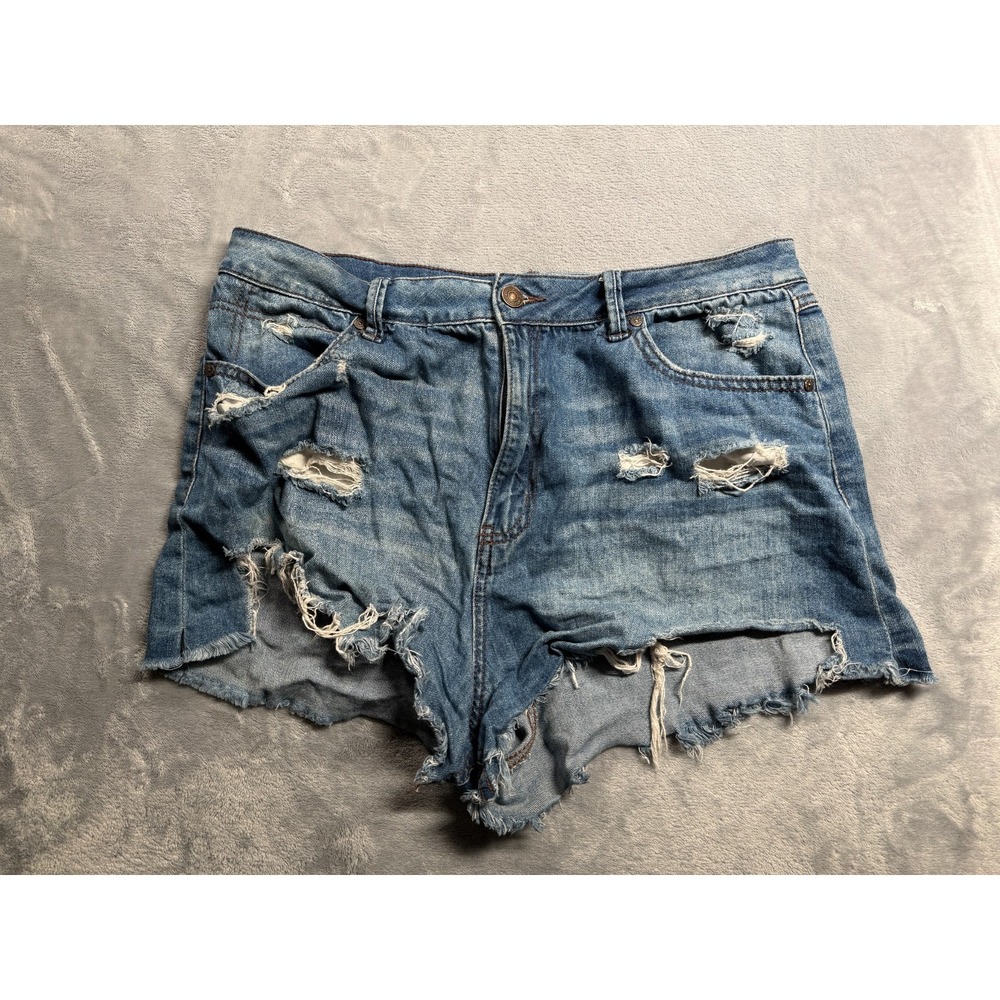 Rewash Vintage Reunion Cut Off Shorts Womens 15 Blue Denim Super High Rise